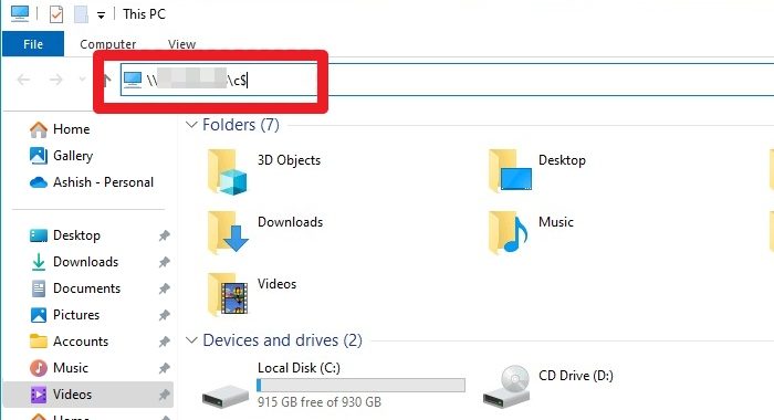 Accessing C Drive Remotely