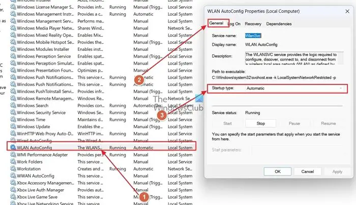 Change WLAN AUutoconfig Service To Startup Automatically
