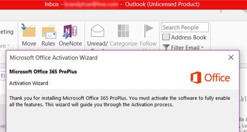 Microsoft 365 Unlicensed Product error on Windows 10