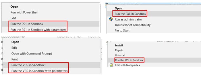 Run In Sandbox Windows