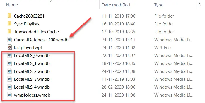 Delete WMDB files Windows