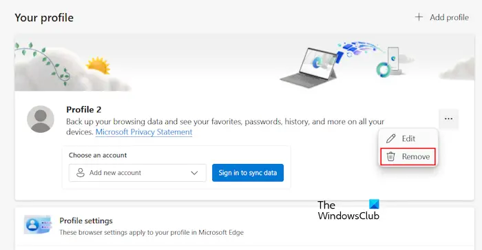 Remove Edge profile