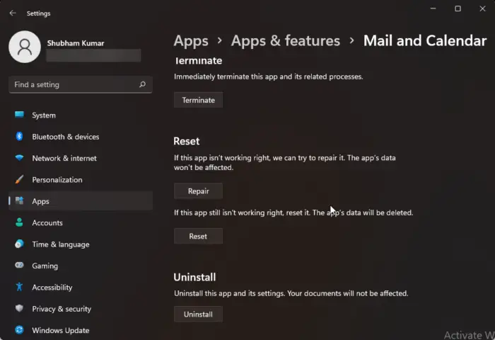 Repair reset app