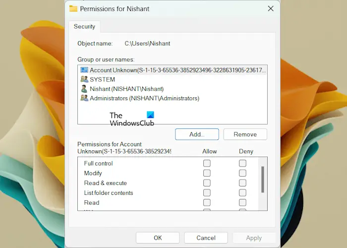 Take ownership of folder