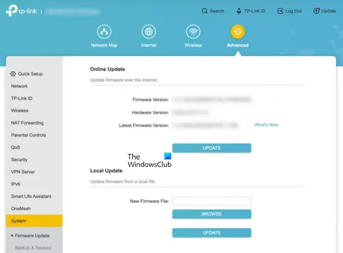 Update router firmware