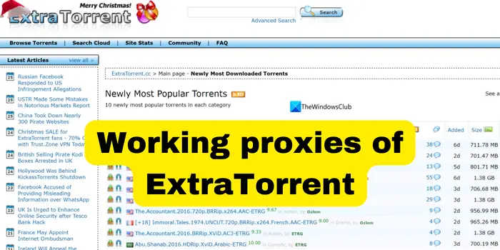 Working ExtraTorrent proxies