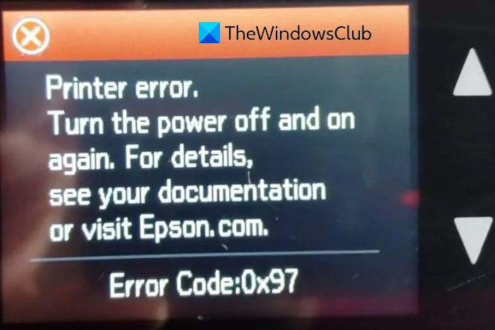 Error 0x97 on Epson printers